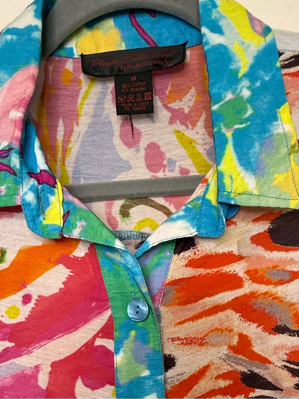 Colorful Abstract Print Button-Down Shirt - Multicolor - Picture 3 of 8